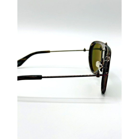 Louboutin Sunglasses Greggo LB0004 62N Brown Horn Aviator Frame Green Lens 61mm